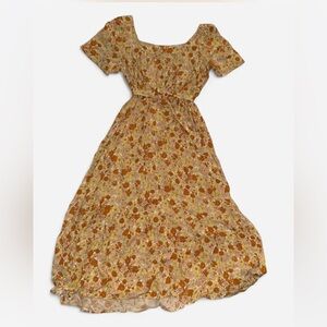 Haven Hearts Yellow and Orange Floral Maxi Dress